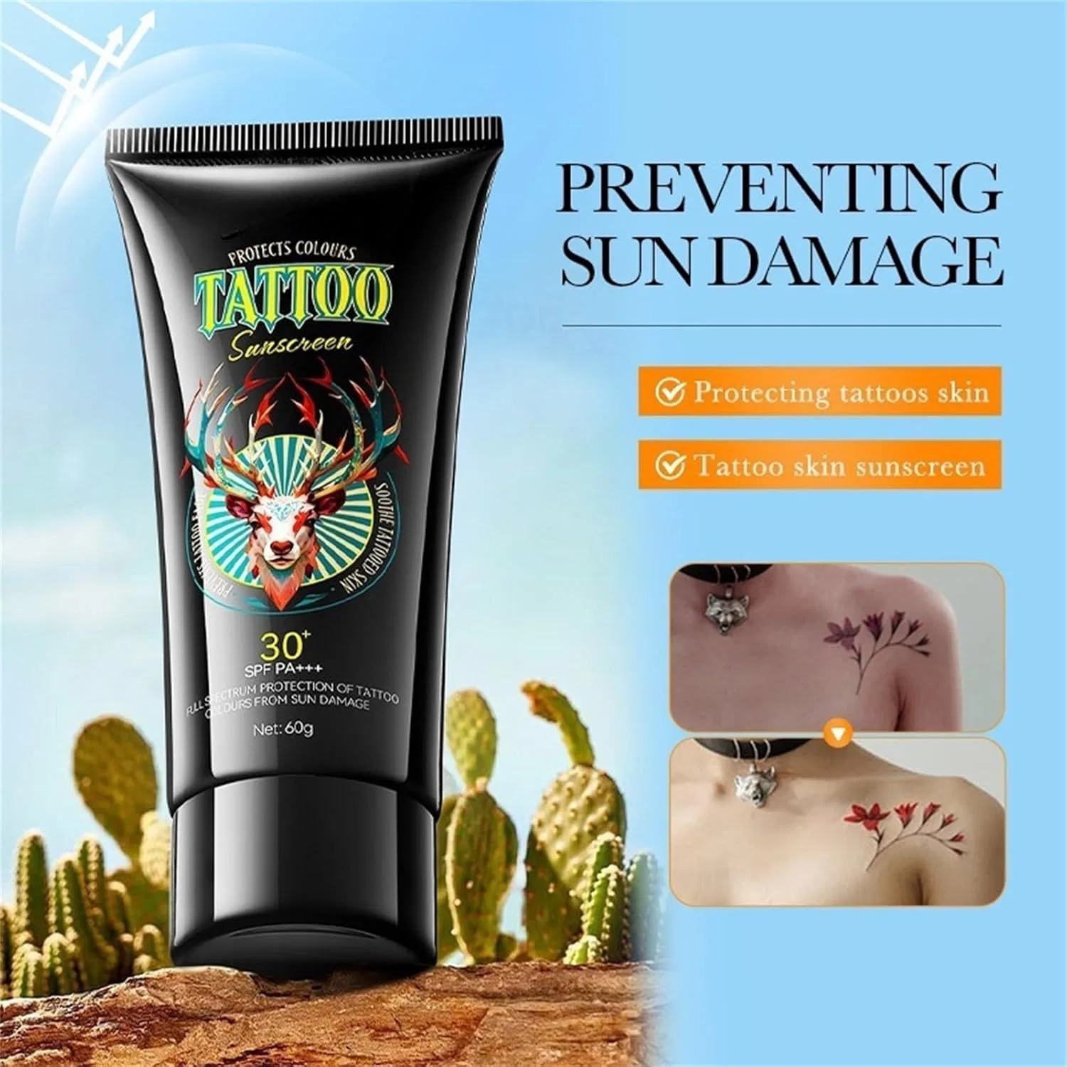 Солнцезащитный крем Color Care SPF 30+ PA+++ 60 г, черный Generic — фото 2