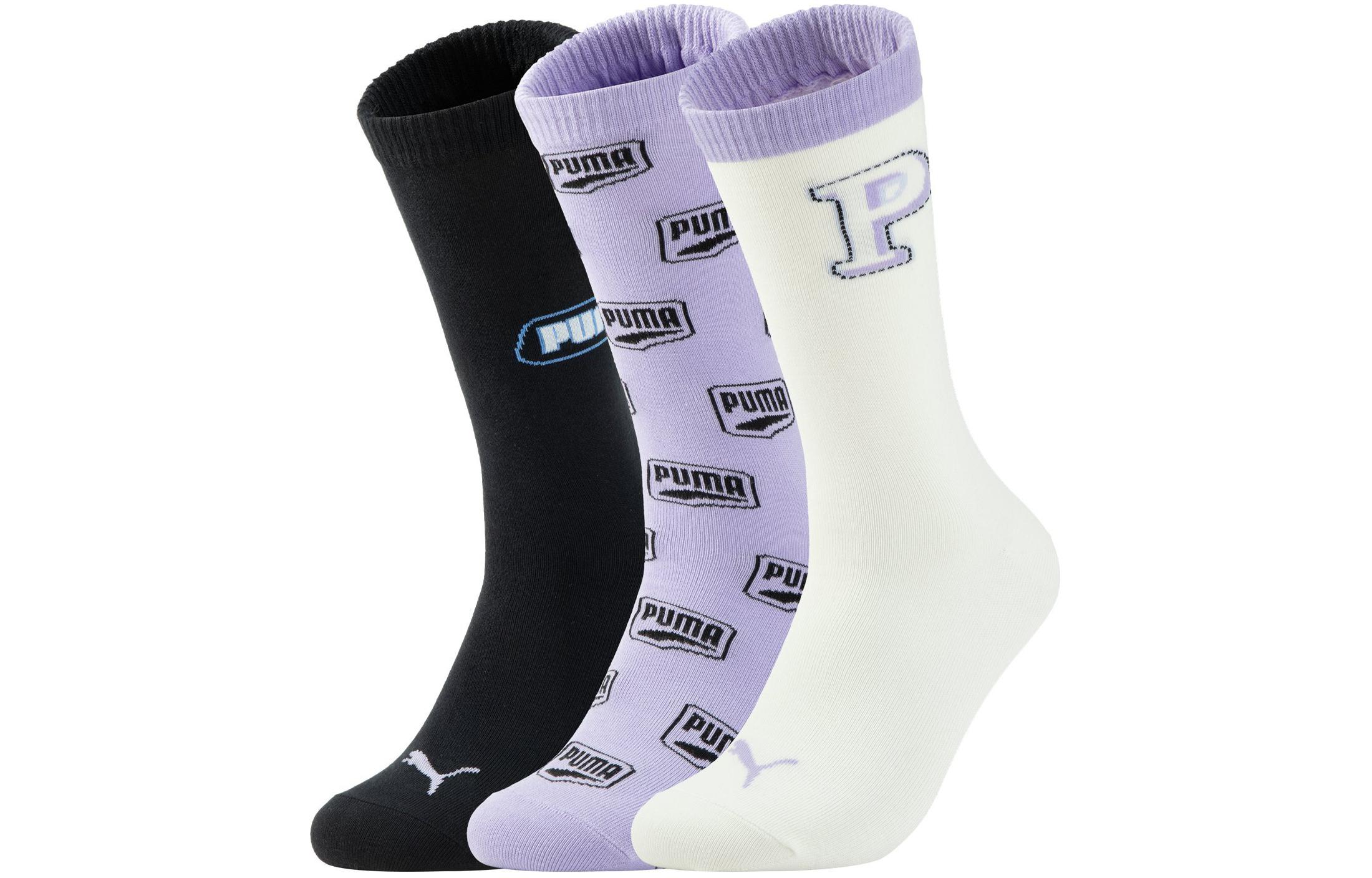 

3 пары носков PUMA Mid-Calf APAC унисекс (светло-фиолетовый+белый+черный)