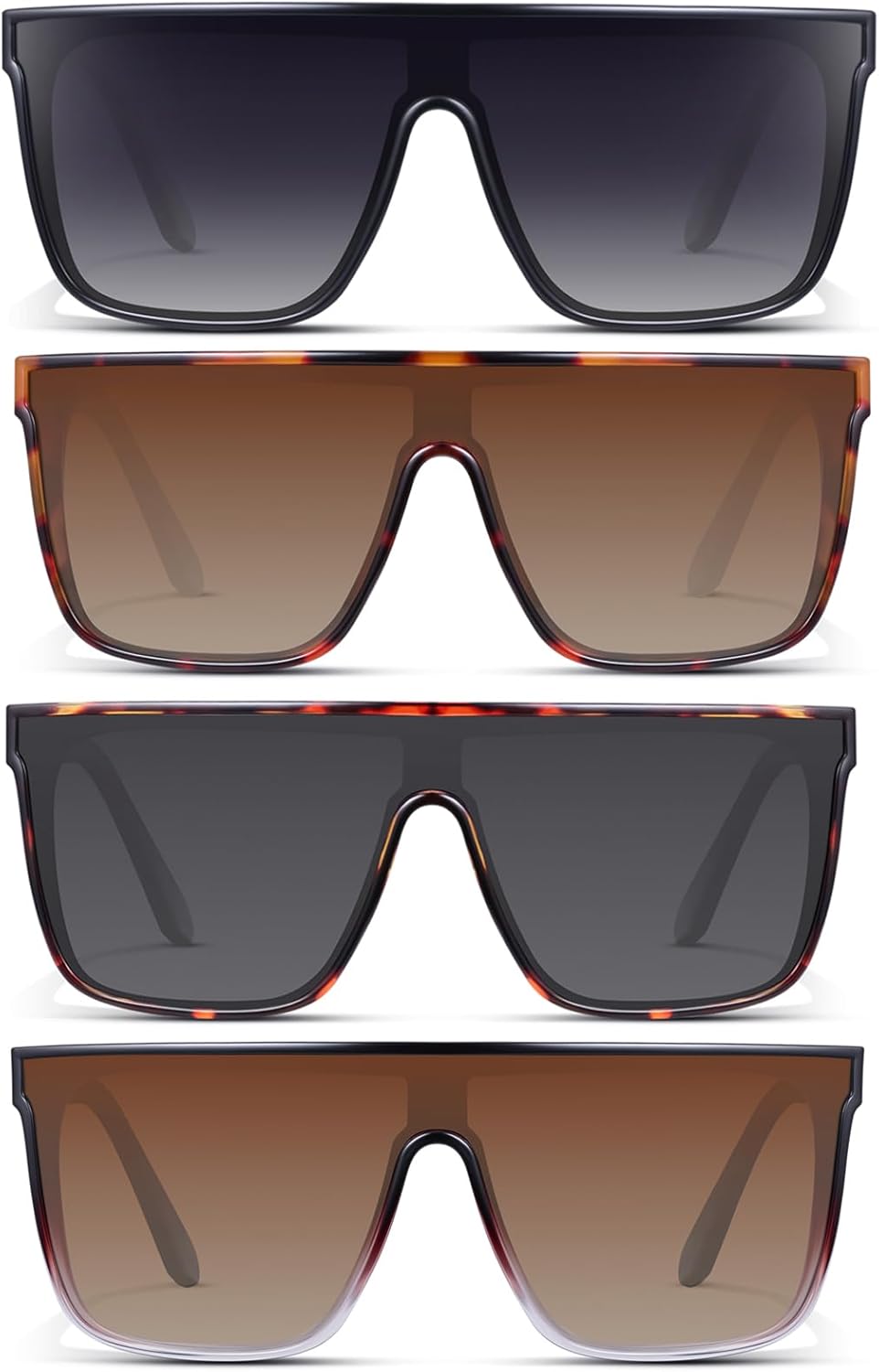 

KUGUAOK Винтажные большие квадратные солнцезащитные очки для женщин, крупная оправа, очки-маска с сиамскими линзами, защита от УФ-излучения, Black+leopard+gradientframetea+leopard Black