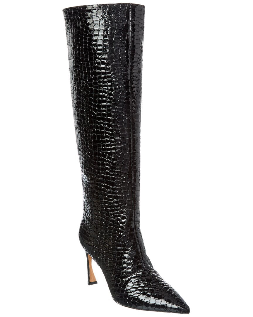 Alexandre Birman Kyra 85 из лакированной кожи с тиснением под крокодила, высокие сапоги, черный