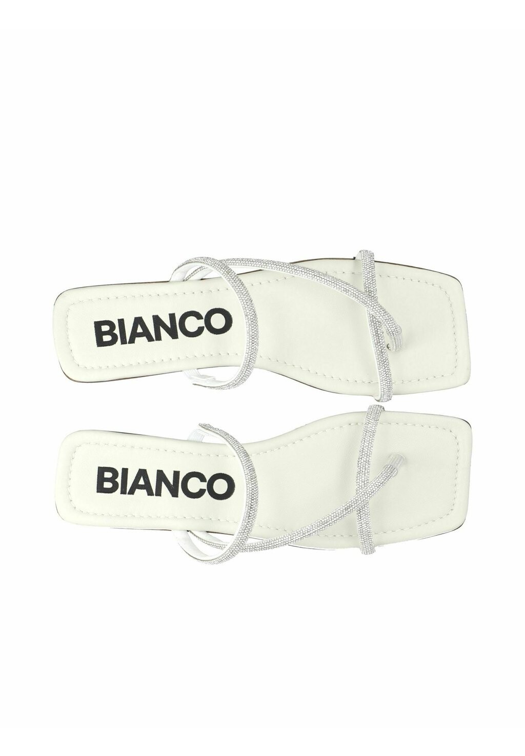 Сандалии с Т-образной застежкой BIASISSEL STRAPPY RHINESTONE Bianco, бежевый — фото 3