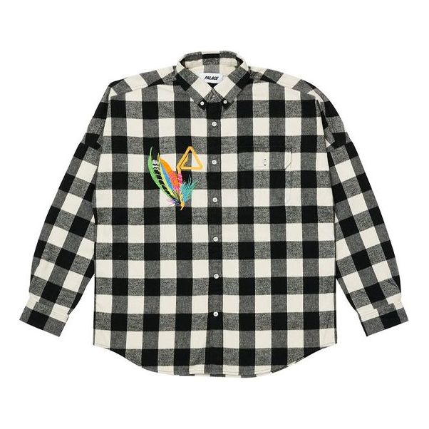 

Рубашка PALACE Embroidered Plaid Shirt Unisex Black White, черный