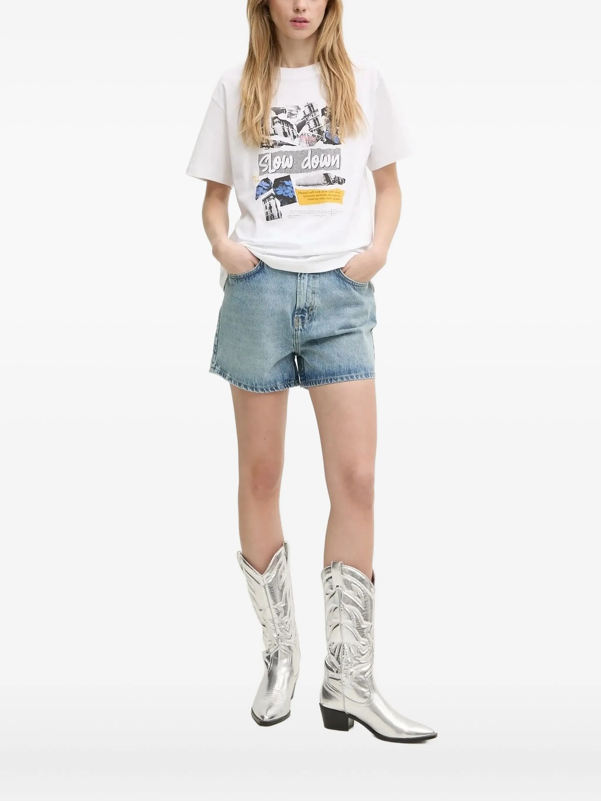 

Футболка с графичным принтом Moschino Jeans, белый