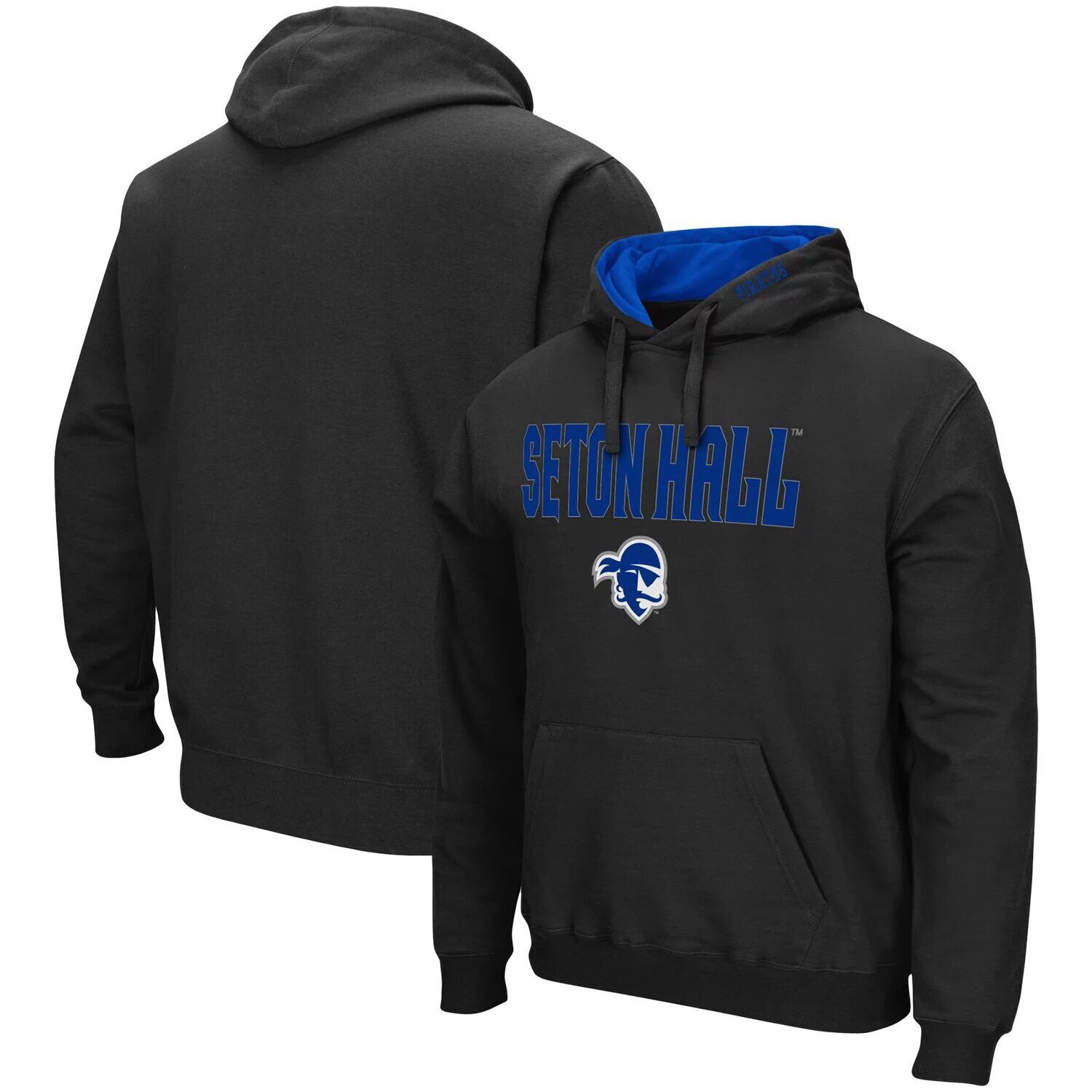 

Мужской черный пуловер с капюшоном Seton Hall Pirates Arch и Logo Colosseum