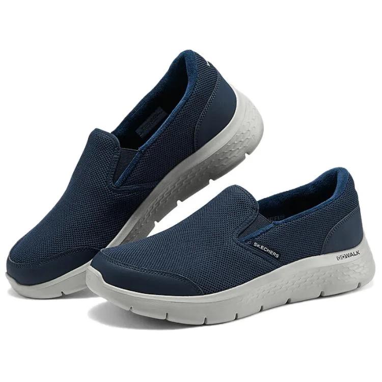 Skechers Go Walk Fle Textile, синтетическая кожа, дышащие утепленные низкие повседневные кроссовки мужские marine blue — фото 4