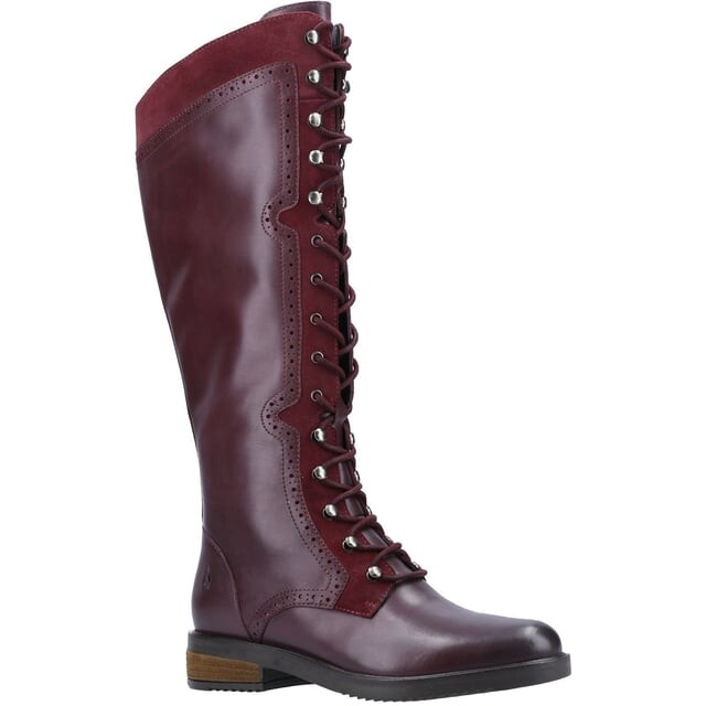 Женские длинные кожаные ботинки Rudy на шнуровке Hush Puppies, бургундия