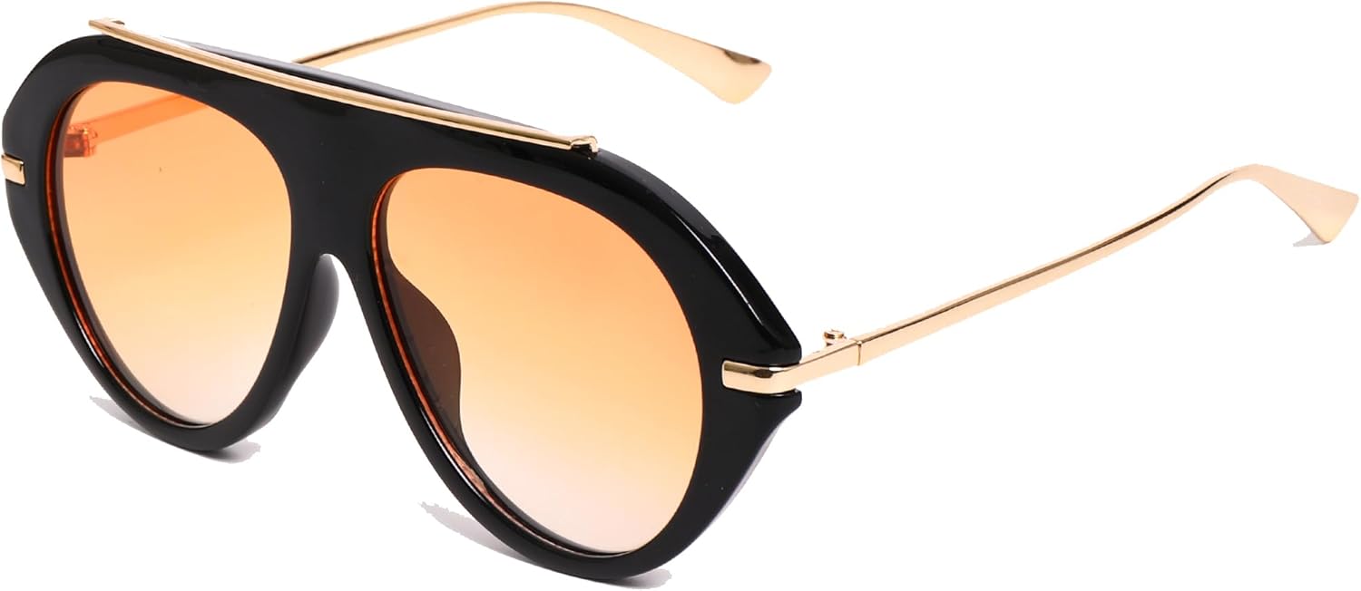 

Ретро золотые солнцезащитные очки-авиаторы большого размера для женщин и мужчин, модные ретро большие металлические солнцезащитные очки-авиаторы 2026 года OTICALA, Black Yellow