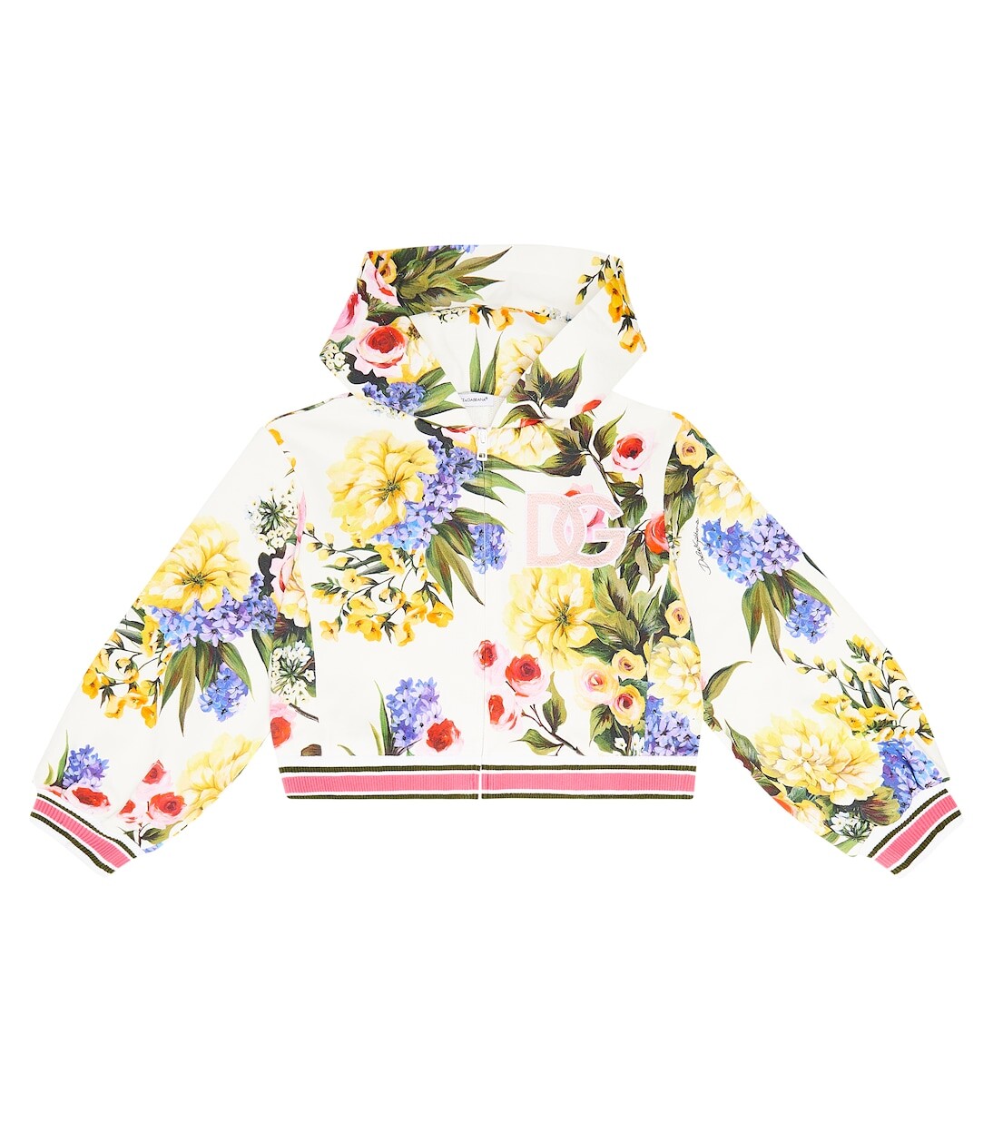

Худи из хлопкового джерси с цветочным принтом dg Dolce&Gabbana, белый