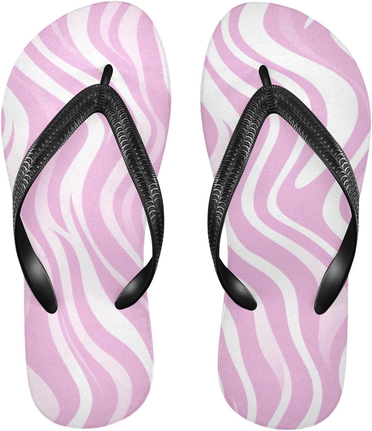 

Пляжные летние повседневные шлепанцы с розовыми волнистыми полосками для женщин и мужчин, тапочки для душа Kfbe