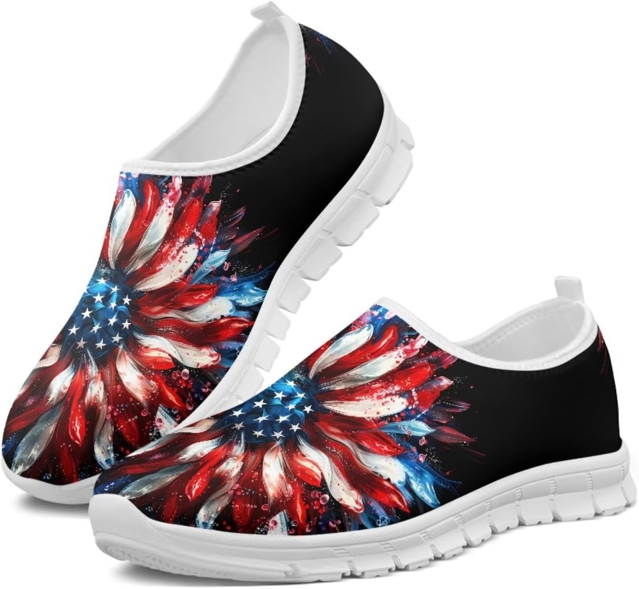 

Мужские слипоны Howilath с принтом флага, повседневные кроссовки для бега, мокасины с противоскользящей подошвой из ЭВА, Sunflower American Flag