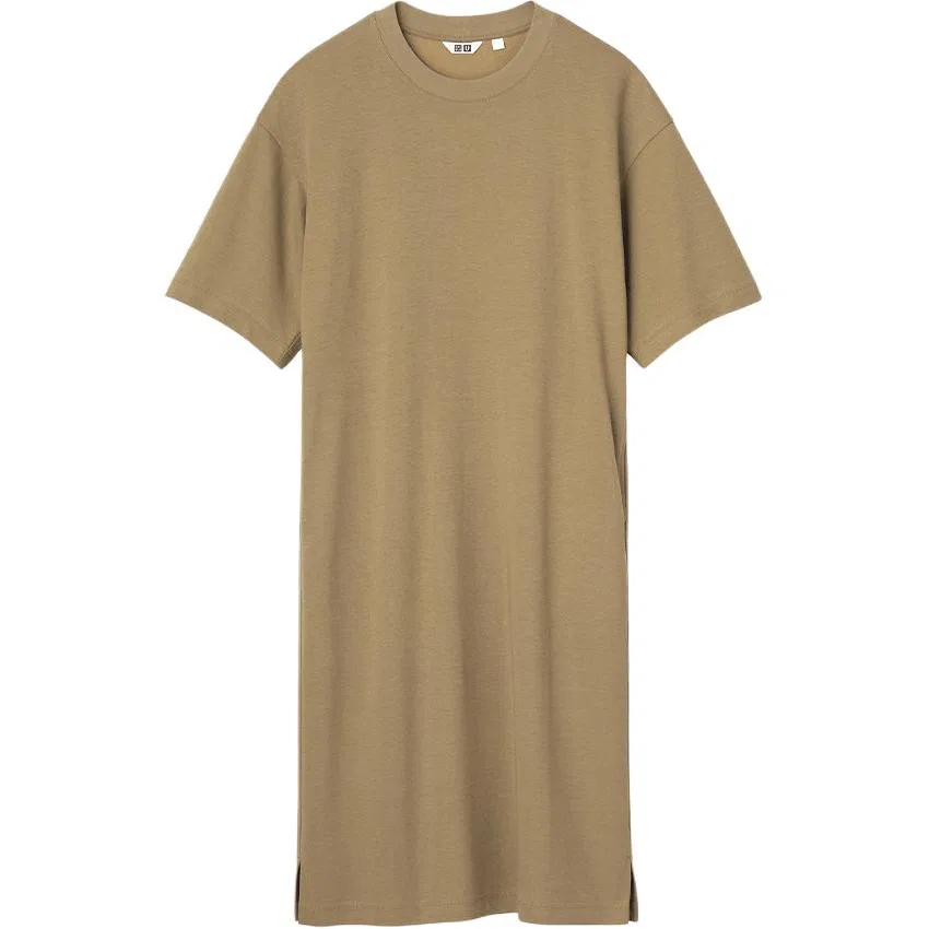 Платье женское с коротким рукавом U Collection SS26 UNIQLO, Light Umber