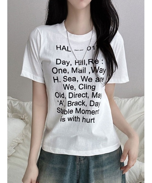 

Футболка с коротким рукавом, с буквенным принтом NANAHACHI, цвет слоновая кость