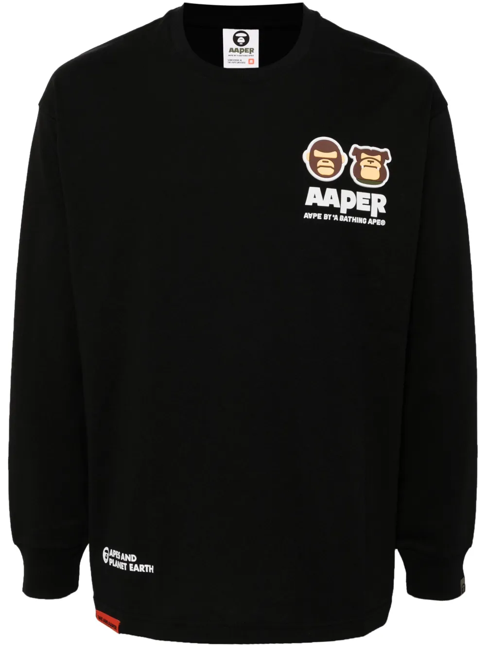 

Футболка с длинными рукавами и нашивкой-логотипом AAPE BY *A BATHING APE, черный