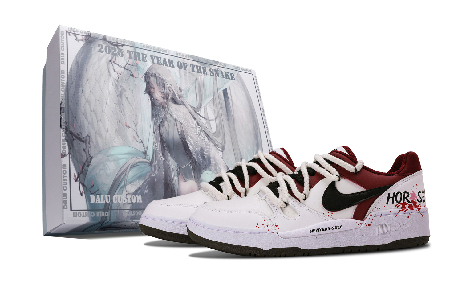 

Nike Мужские низкие скейтборд-кроссовки Full Force Horse Year Auspicious Box, износостойкие и легкие, красного цвета