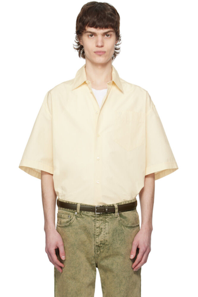 

Рубашка свободного кроя из хлопка Off-White с короткими рукавами AMI Paris