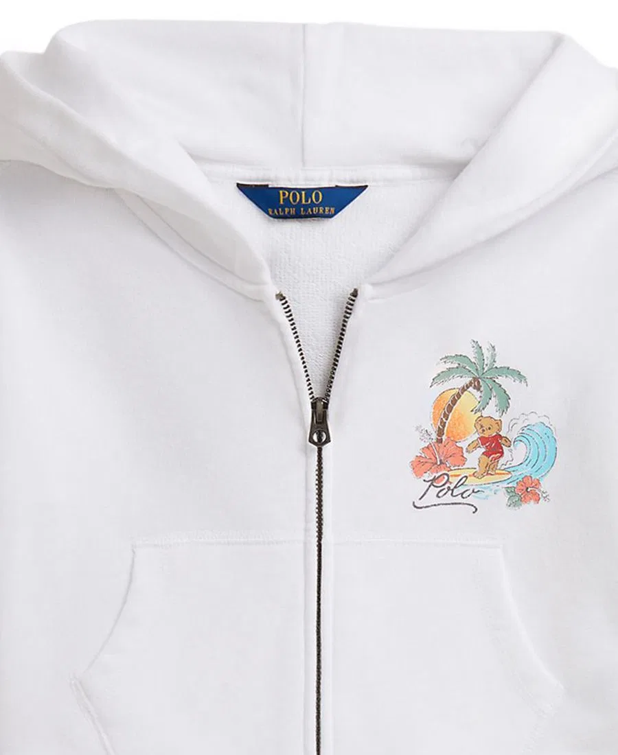 Детская толстовка Polo Bear Terry Boxy на молнии, размер 7-16 Polo Ralph Lauren, белый — фото 3