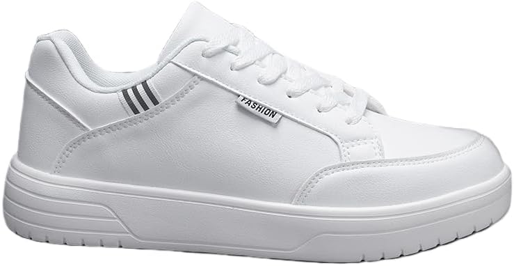 

Мужские однотонные низкие кеды для скейтборда - Нескользящие удобные повседневные шнурованные обувь для прогулок, путешествий и вечеринок Clolinde, белый