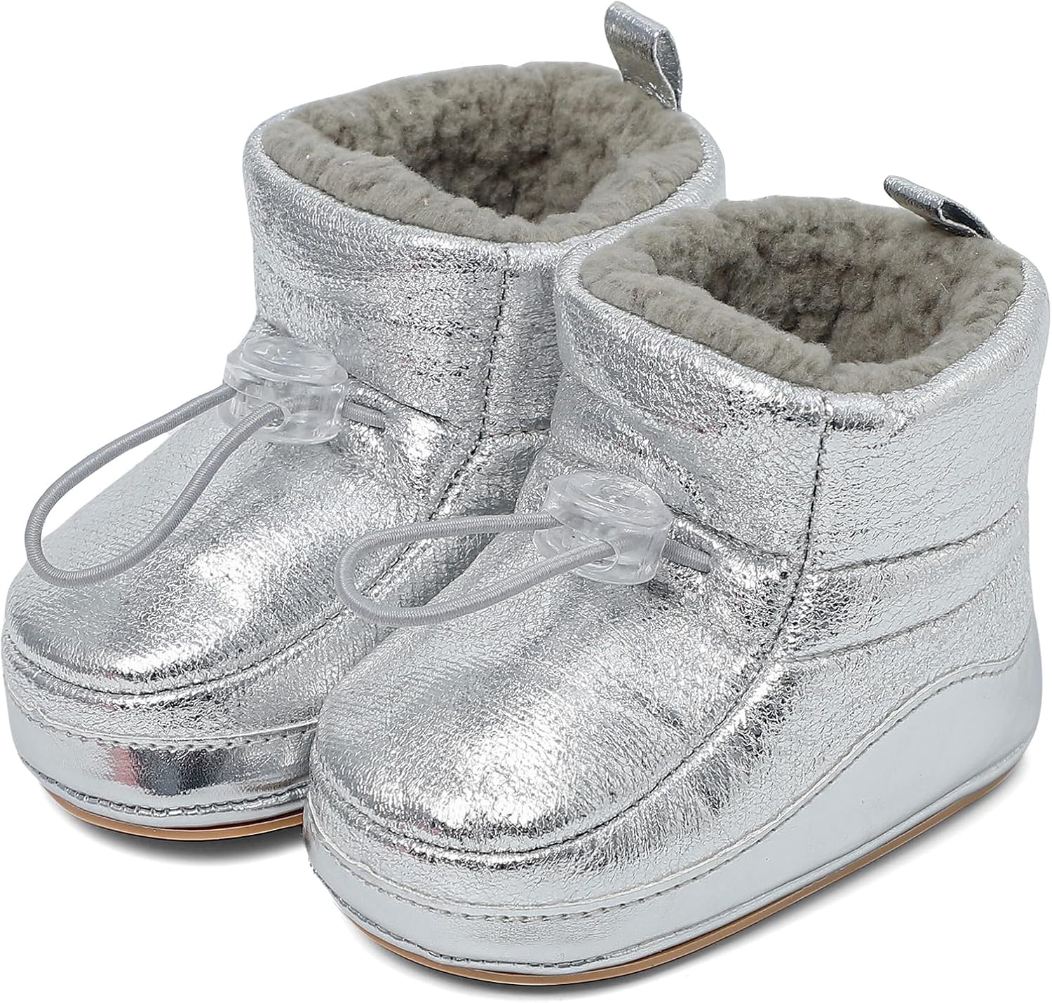 

Детские зимние ботинки ESTAMICO для девочек, ультротеплый флисовый дизайн, ботильоны с нескользящей подошвой для младенцев/малышей, для игр на улице, 6-24 месяца, Silver