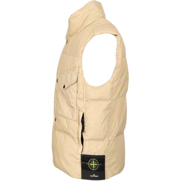 Безрукавка с высоким воротником и нашивкой с логотипом Stone Island, бежевый — фото 4