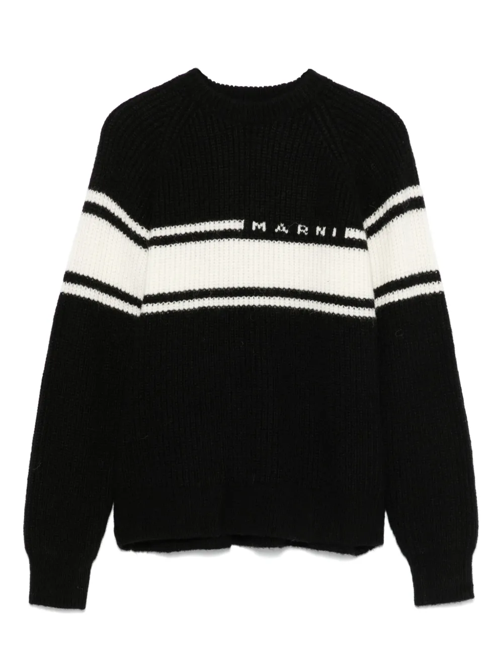 Свитер с отделкой в полоску Marni Kids, черный