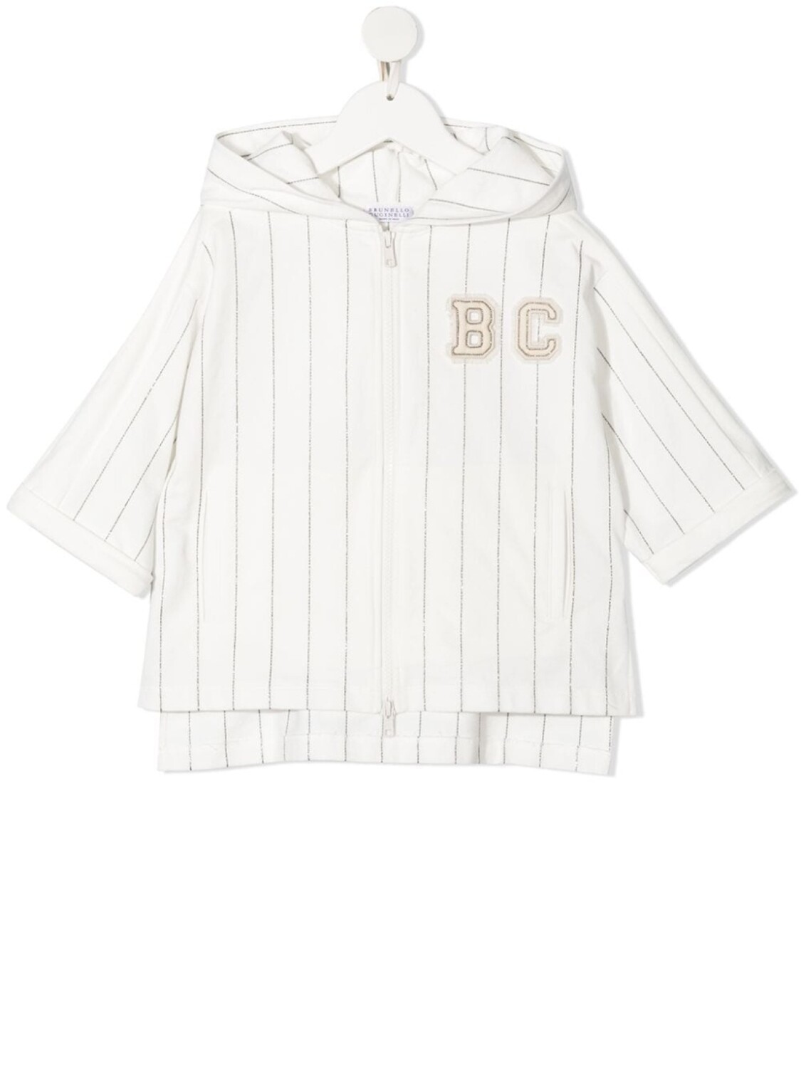 

Brunello Cucinelli Kids худи на молнии с нашивкой-логотипом, белый