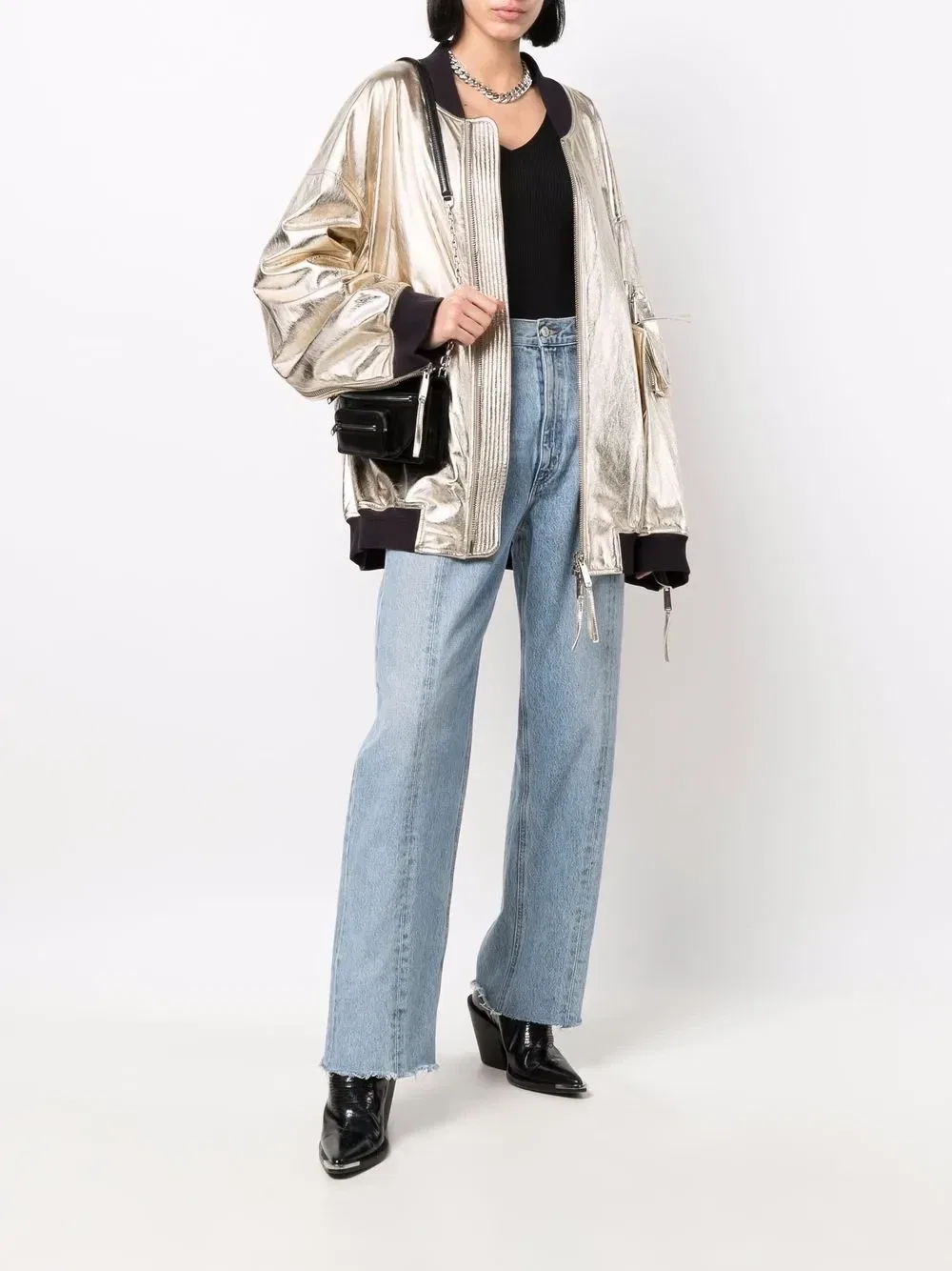 Бомбер оверсайз с эффектом металлик Dsquared2, желтый — фото 2