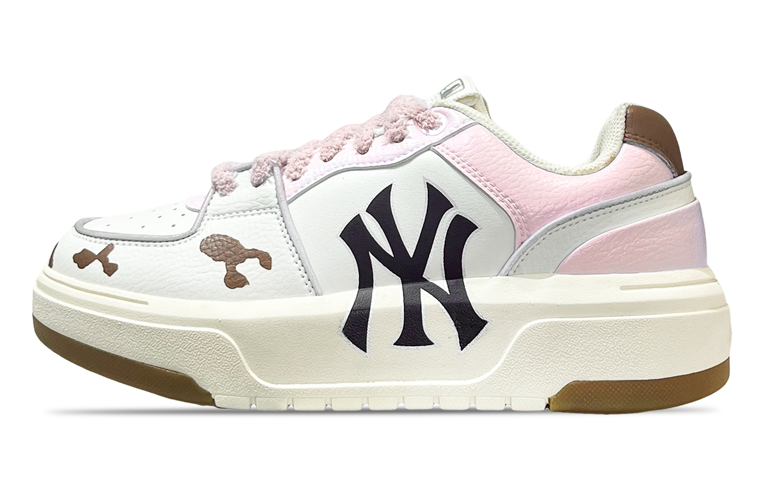 

MLB Толстые кроссовки для скейтбординга Chunky Liner Cow Spot Powder Low top, унисекс, белый с розовым оттенком