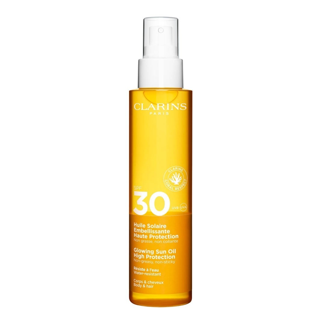 

Солнцезащитный спрей sun care huile solaire embellissante haute protection spf 30 Clarins, объем 150 мл