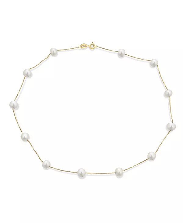 

Ожерелье из натурального камня с пресноводным культивированным жемчугом в оловянной чашке, цепочка, покрытая желтым золотом, стерлинговое серебро, 16 х 18 дюймов Bling Jewelry, gold