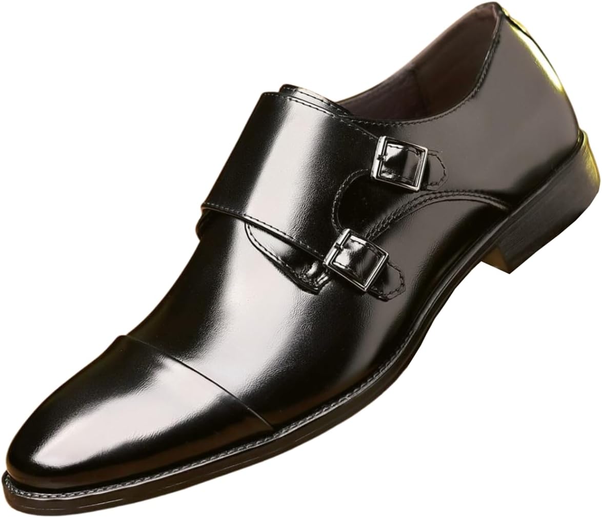

Мужские кожаные туфли Santimon с двойной пряжкой Monk Strap, стильные классические деловые и туфли оксфорды, черный