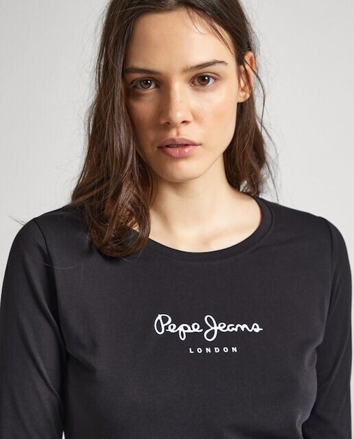 

Женская футболка с длинными рукавами и принтом логотипа Pepe Jeans, черный