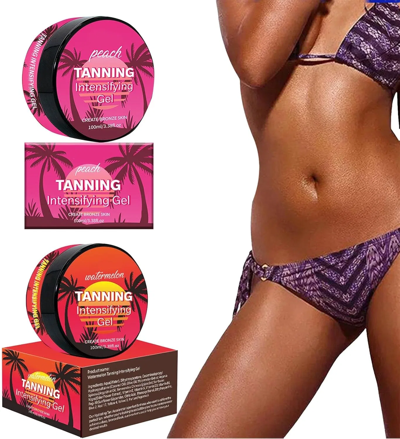 Средство для загара Fruit Tanning Intensifying Gel Peach Watermelon Beauty Black 100 мл Generic — фото 2