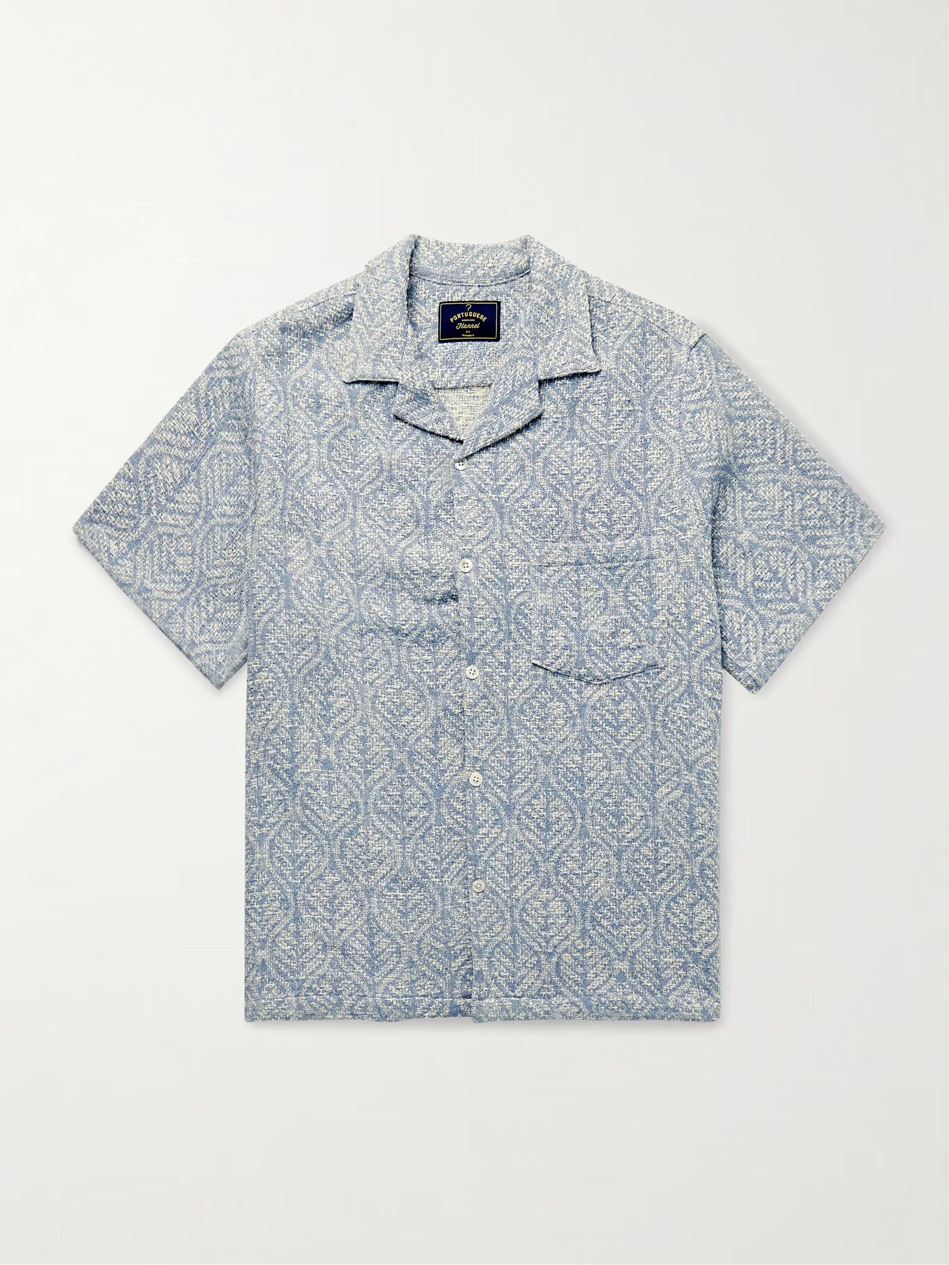 

Рубашка из хлопчатобумажной жаккардовой ткани с воротником-стойкой Pascal PORTUGUESE FLANNEL, синий
