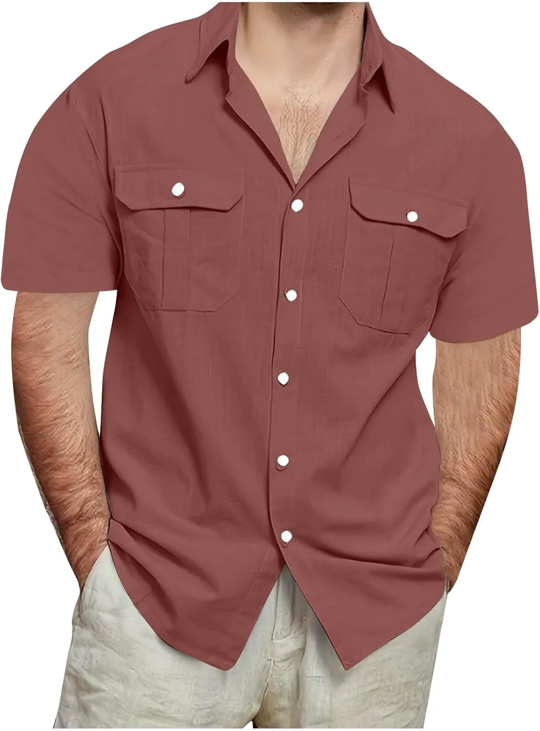 

Мужская футболка с карманами Cargo, короткий рукав, Cotton Linen, Multic