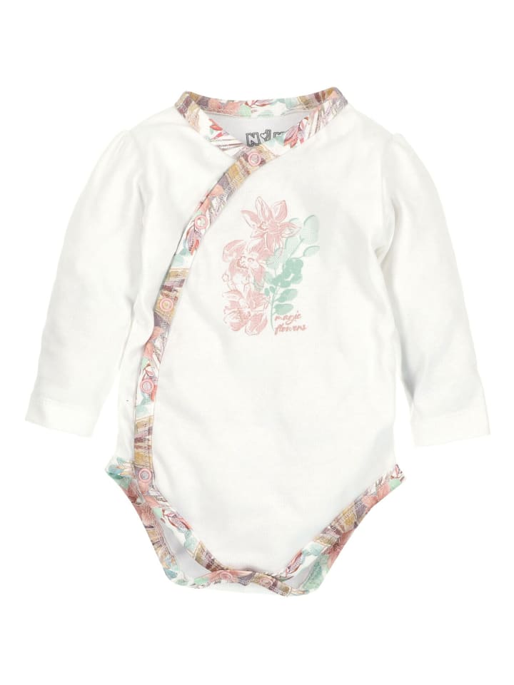 

Nini Боди с длинными рукавами и цветочным узором белого цвета