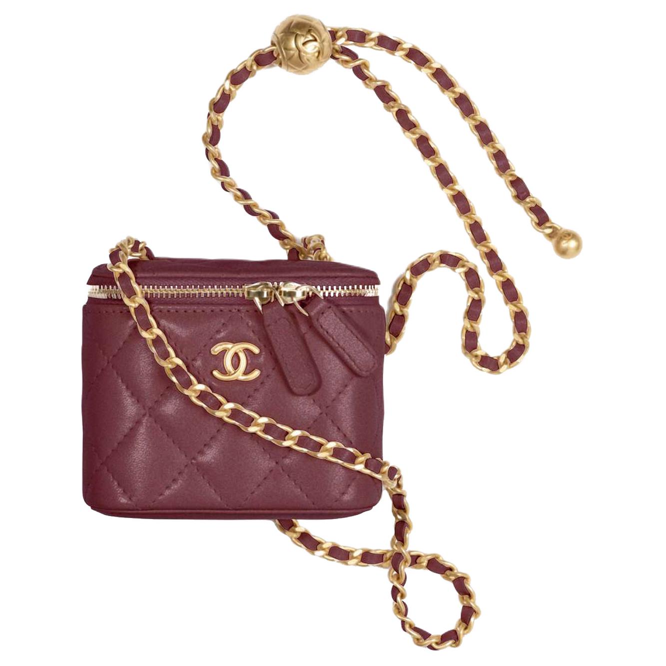 

CHANEL Осенняя овчинная коробчатая сумка через плечо косметичка кроссбоди маленькая женская темно-бордовая