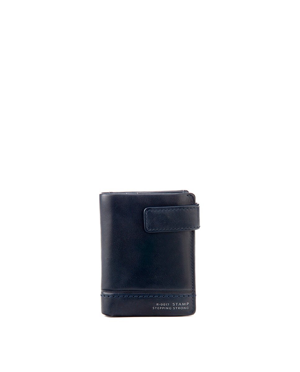 

Кошелек из стираной кожи синего цвета Stamp, темно-синий