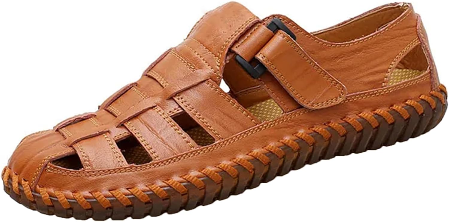 

Мужские сандалии для отдыха и пляжа, разделенные кожаные сандалии Generic, коричневый