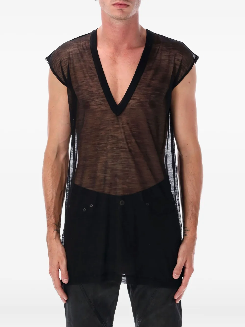 

Жилет с глубоким V-образным вырезом Rick Owens, черный