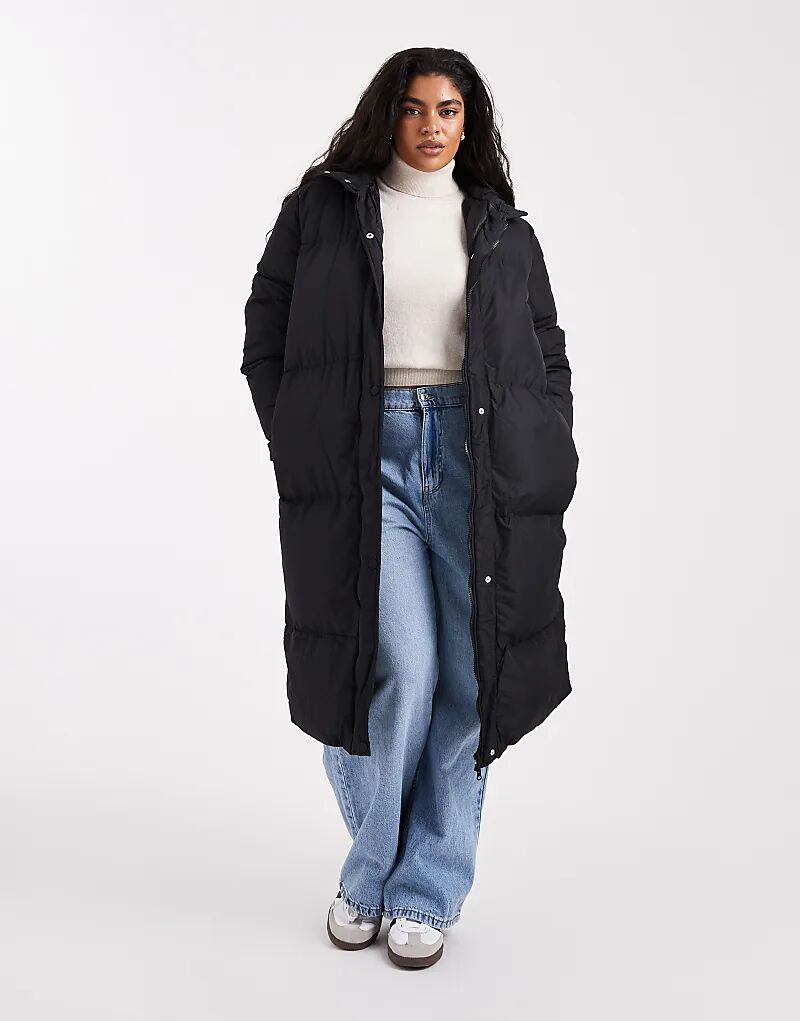 

Длинное пальто Threadbare Plus с капюшоном черного цвета