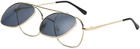 

Солнцезащитные очки с откидными линзами для женщин, винтажные, в стиле металл-панк, мужские, неправильной формы, круглые, голубые, розовые, прозрачные, солнцезащитные очки UV400 MTZJH, 3