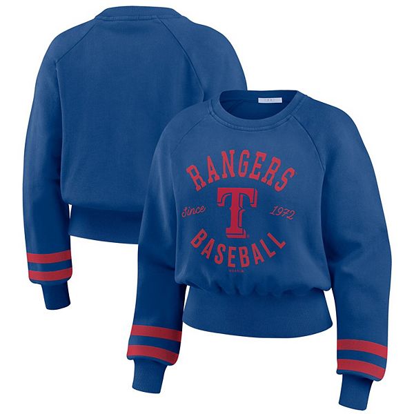 

Женский свитшот cropped pullover royal texas rangers vintage washed Wear By Erin Andrews