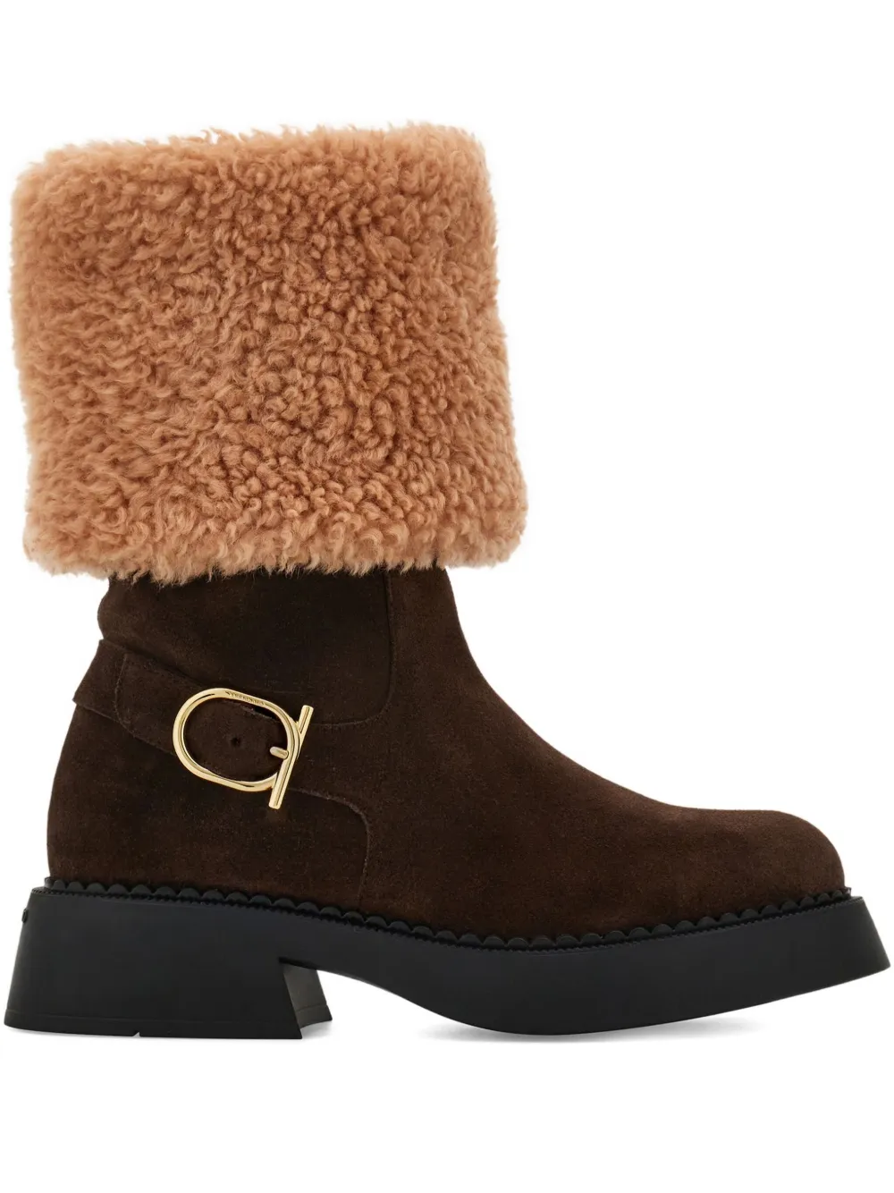 Ботильоны с пряжками Ferragamo, коричневый