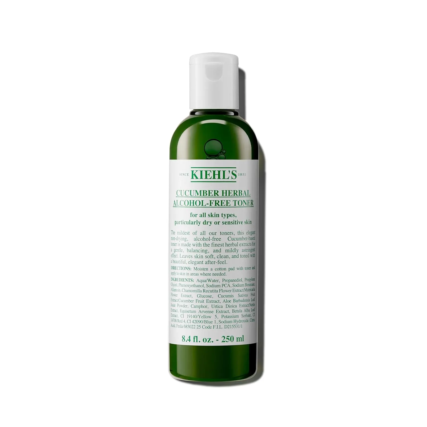 Тоник Kiehl's — Cucumber Herbal Alcohol-Free для сухой и чувствительной кожи с экстрактом огурца, без, 248 мл