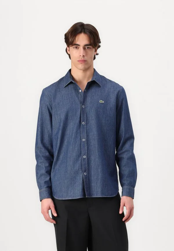 Рубашка Lacoste Washed Deep Medium, хлопковая, синий
