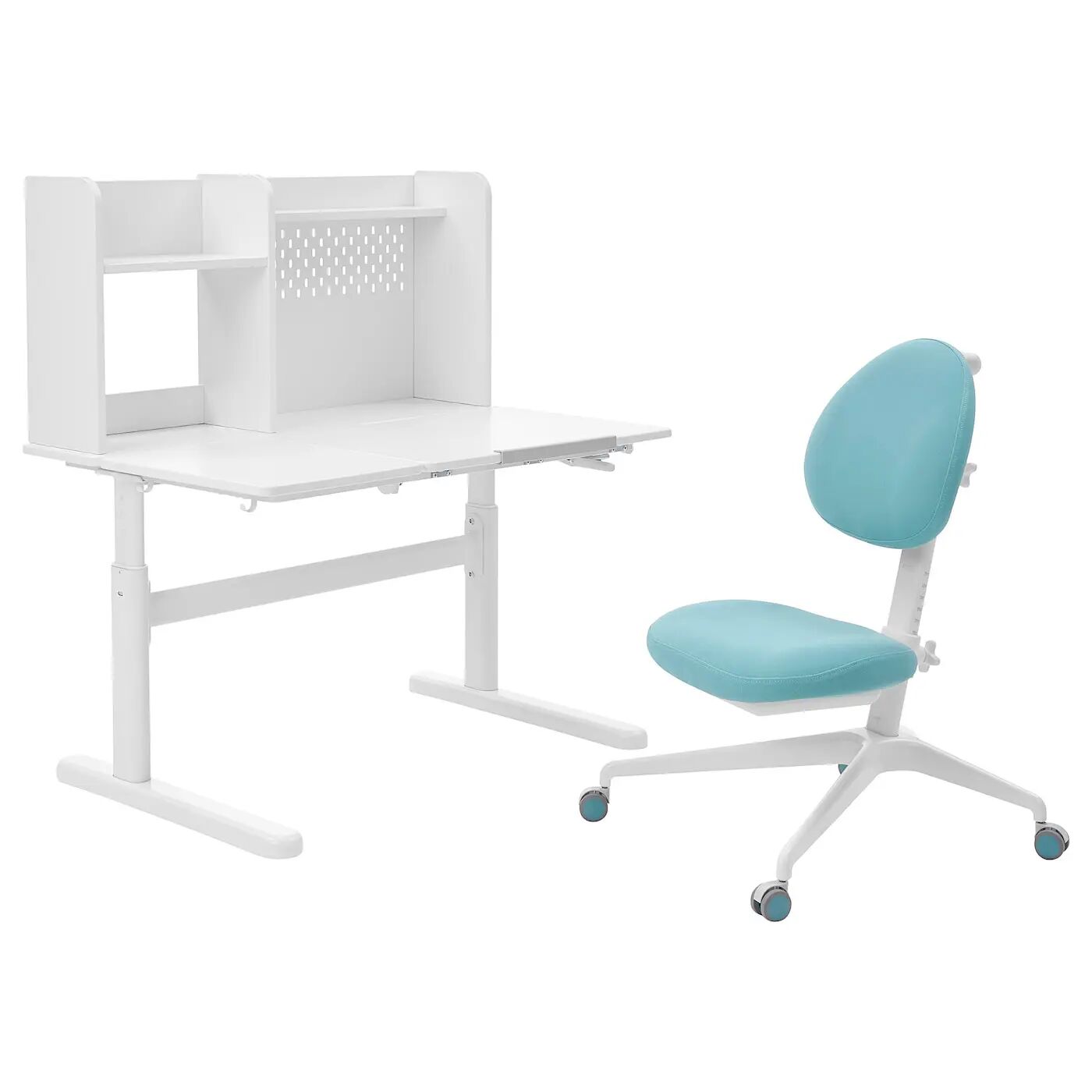 Детский стол и стул BERGLÄRKA/DAGNAR IKEA, 100x70 см, белый/бирюзовый