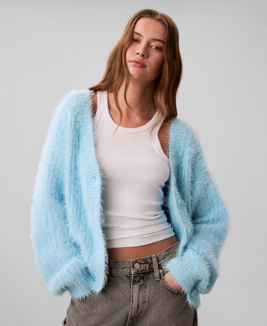 

Женский укороченный свободный кардиган с длинными рукавами Calvin Klein Jeans, Blue Freeze