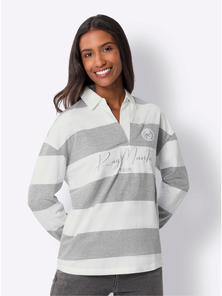 

Рубашка-поло с длинными рукавами в сером и бежевом цветах Heine