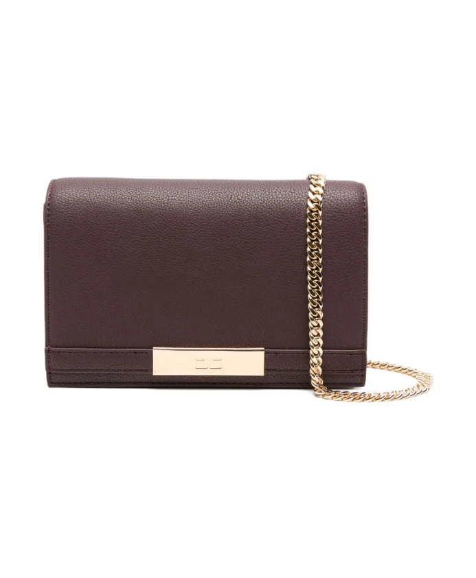 

Сумка через плечо из красной кожи цвета бордо с цепочкой. Elisabetta Franchi, красный