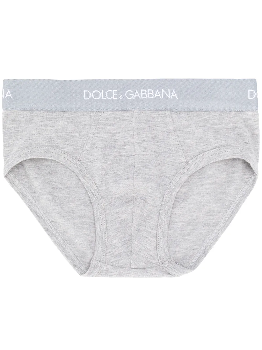 Комплект из двух трусов-брифов с логотипом Dolce & Gabbana Kids, серый — фото 2